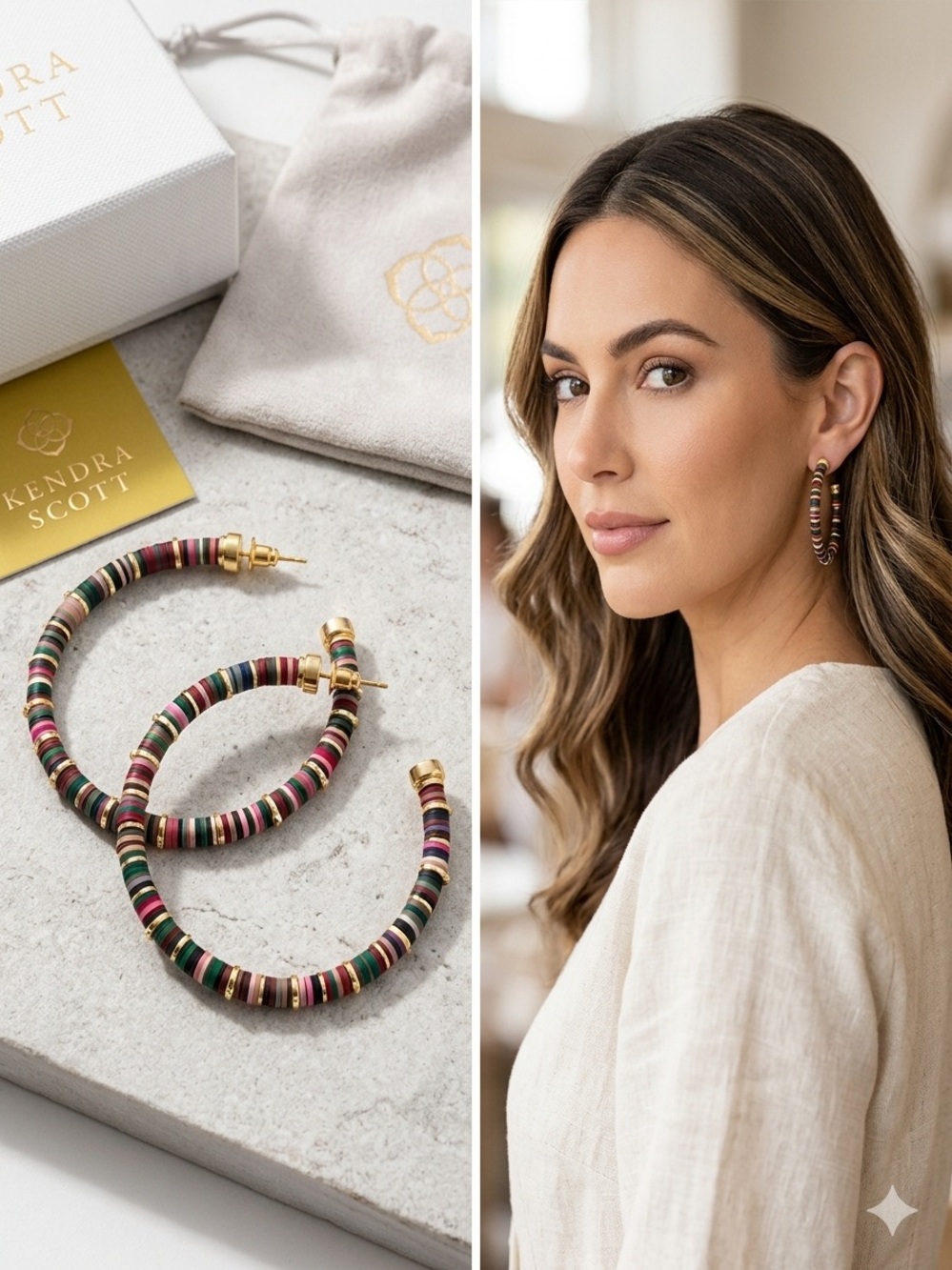 Kendra Scott Beaded Hoop Oversized Earrings - Earthy Multi-Color